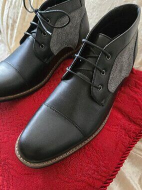 Perry Ellis Portfolio Chukka Boots Men’s Black Gray Lace Up Dress Shoes